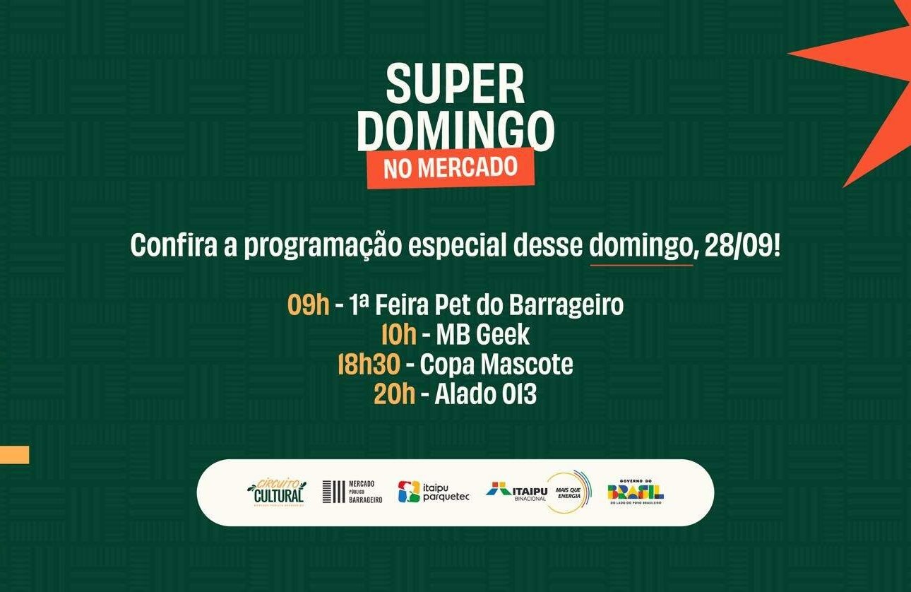 Mercado Público promove Super Domingo (28) com Feira Pet, MB Geek e Copa Mascote.