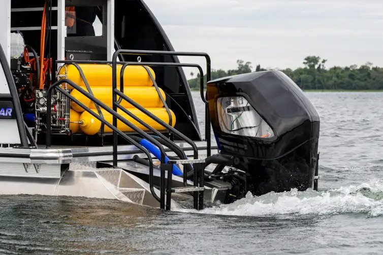 Rio de Janeiro (RJ), 08/10/2025 –Itaipu apresenta barco 100% hidrogênio verde que será lançado na COP30.
Foto: William Brisida/Itaipu Binacional