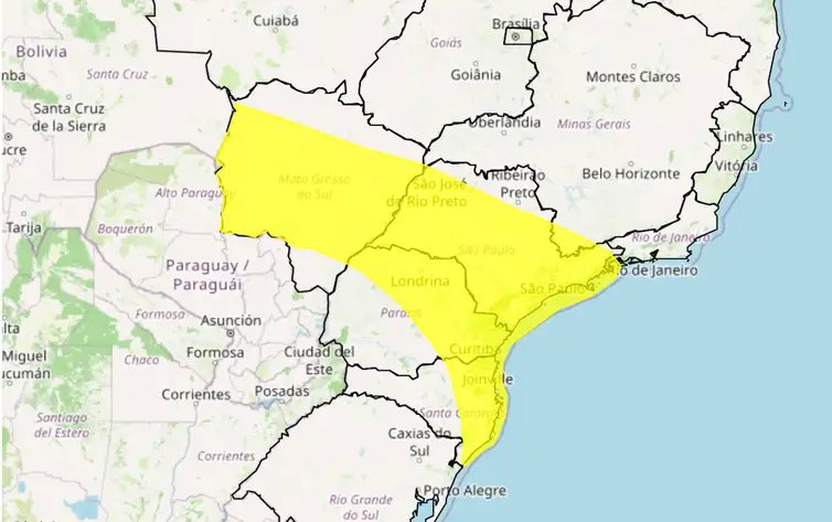 Inmet Brasília - 06/08/2026 - INMET publica aviso do clima no País. Fonte: INMET
