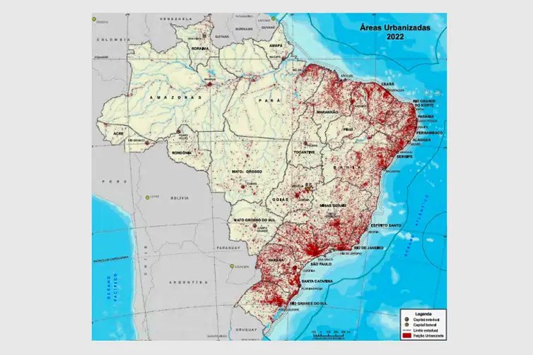 Mapa IBGE Brasília (DF), 17/08/2026 - mapa ilustrativo do IBGE para a matéria